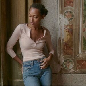 Doen Pink Ribbed Top